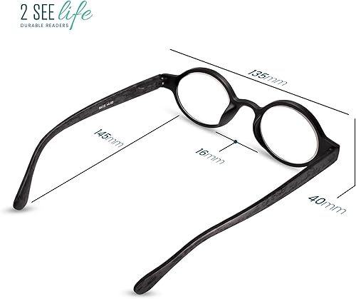 Miniatura 7 de Gafas de lectura redondas retro pequeñas negras para hombres y mujeres con aspecto vintage con visión clara, lectores duraderos para mujeres y