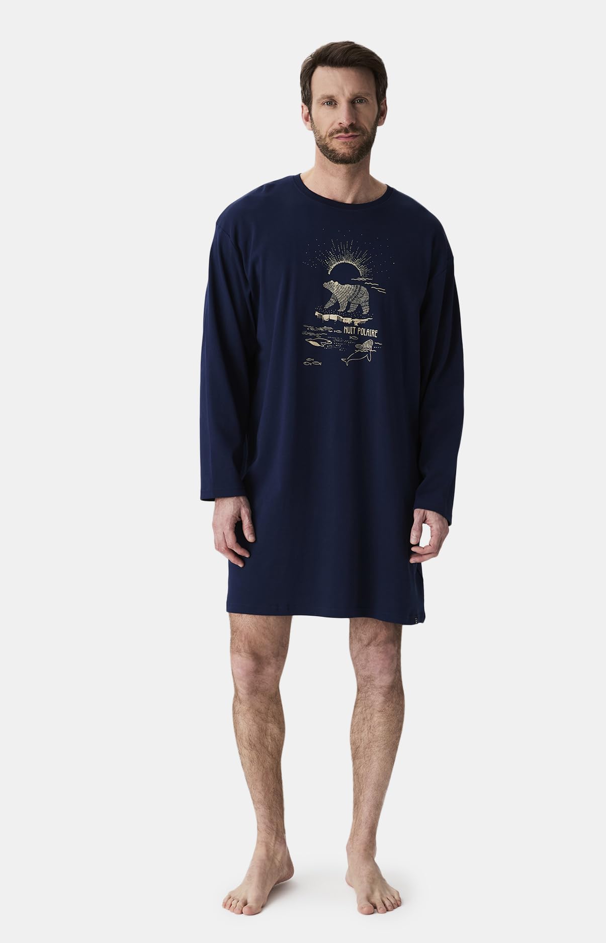 ARTHUR - Maxi Tee-Shirt - Chemise de Nuit Homme - Manches Courtes et Col Rond - Coton Issu de l'agriculture Biologique