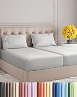 Vista 44 de Juego de sábanas de 4 piezas de tamaño matrimonial, sábanas extrasuaves, transpirables y refrescantes, sábanas duraderas de lujo para mujeres