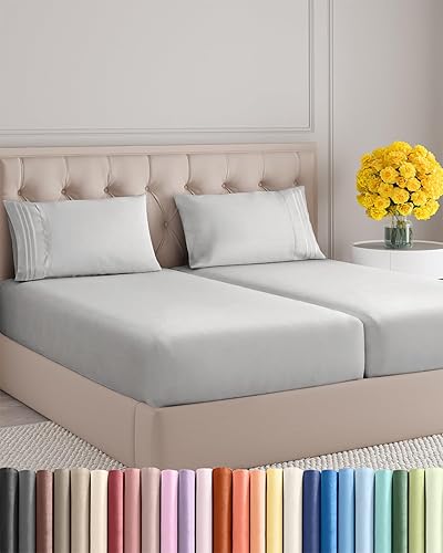 Miniatura 44 de Juego de sábanas de 4 piezas de tamaño matrimonial, sábanas extrasuaves, transpirables y refrescantes, sábanas duraderas de lujo para mujeres