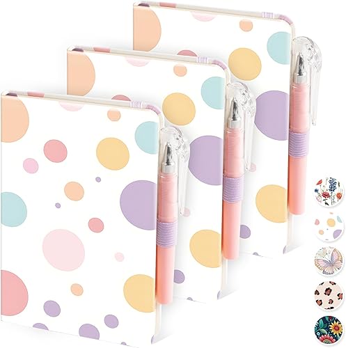 Miniatura 15 de Paquete de 3 cuadernos de bolsillo con bolígrafo, mini cuaderno pequeño de 3.7 x 5.7 pulgadas para escritura de mujeres, 408 páginas, gris naranja