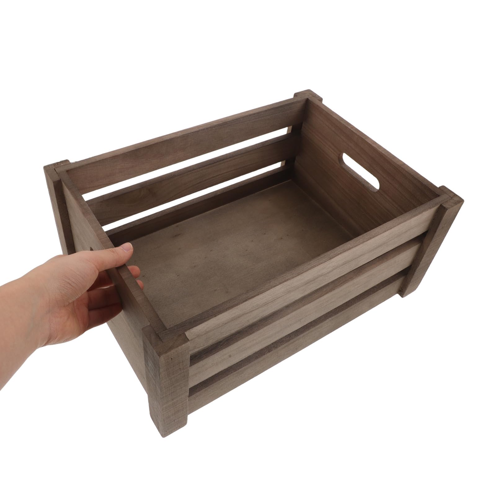 Cassa Porta Dischi in Vinile in Legno con Maniglie 35x25x15cm | Stile Retrò, Robusta Struttura Solida, Uso su Scrivania e Qualsiasi Stanza