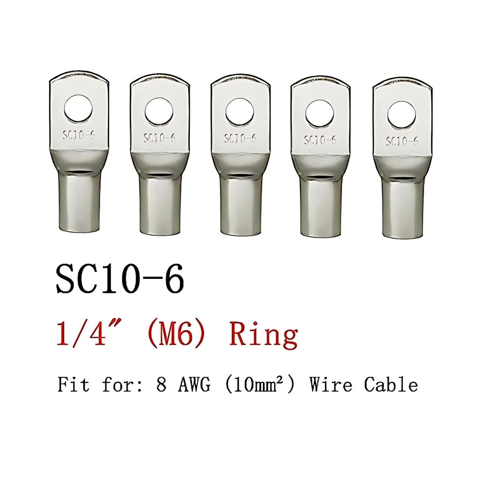 Conector de terminación anular, Terminal de crimpado de anillo de cobre aislado, serie SC, paquete de 100-2000 unidades(Sc16-6 100pcs,1 Lot(100 PCS))