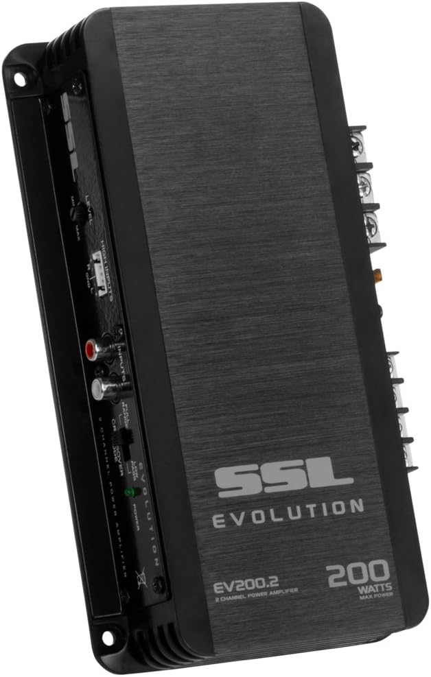 Sound Storm Laboratories EV200.2 Evolution 200 Watt, 2 Channel, 2 to 8 Ohm Stable Class A/B, Full Range, Car Amplifier, Black
