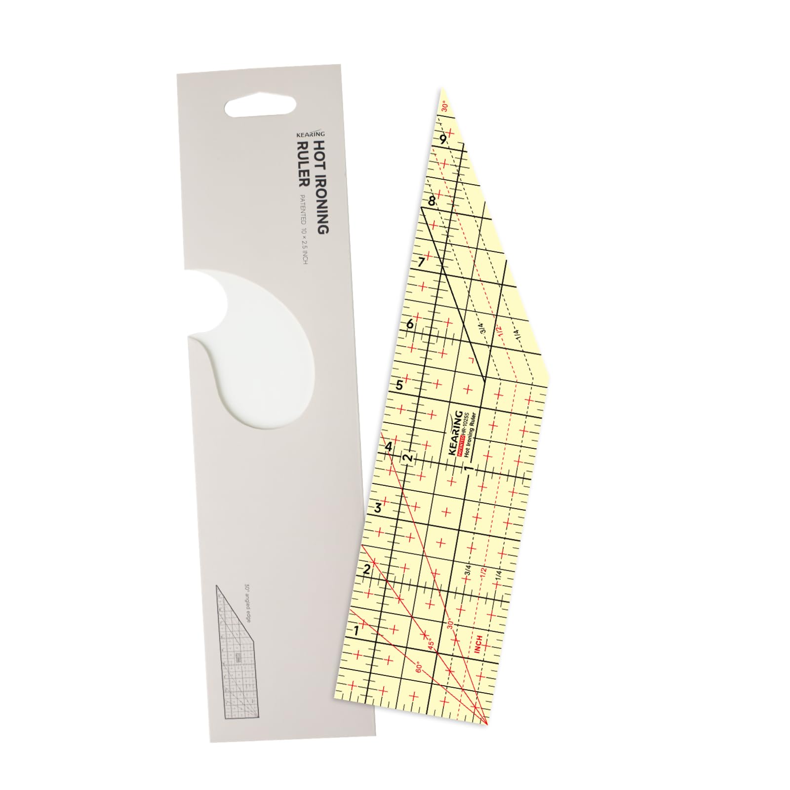 KEARING 10"x2.5" Hot Hem Ruler - 30° Angle Seam Allowance Ironing Tool