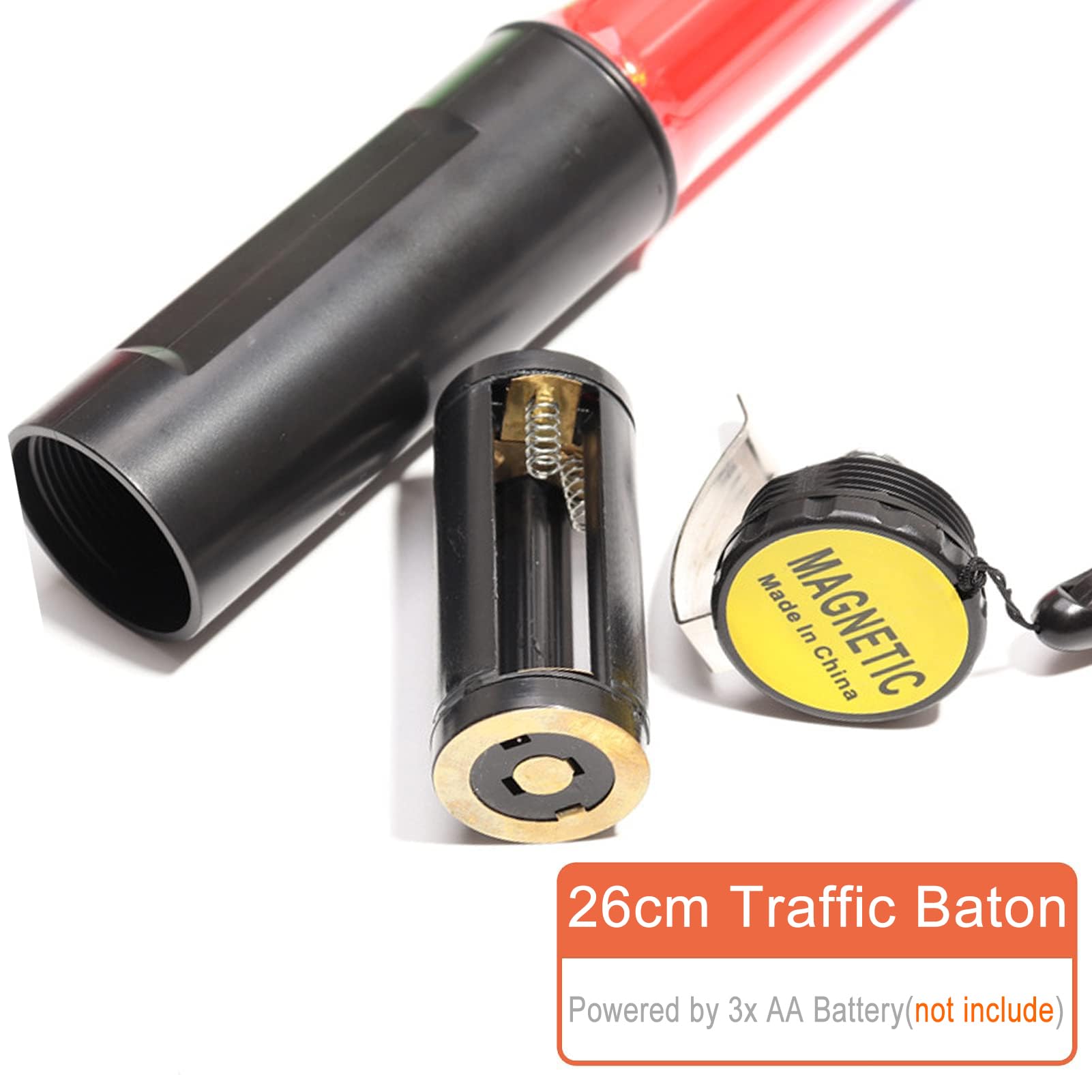 Bastone Led per Il Traffico, Bastone di Sicurezza Led da 26 cm Con Luce Lampeggiante di Segnalazione, Con Torcia + Base Magnetica, per Il Controllo Del Traffico E Le Aree Pubbliche (Rouge)
