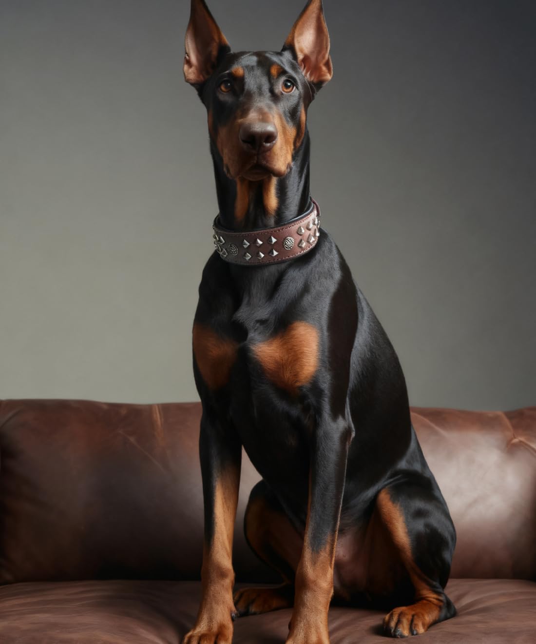 EliteGuard Hundehalsband Leder, 5,6 cm Breit, Handgefertigt Mit Nieten Und Edelstahlschnalle, Für Den Täglichen Gebrauch Bei Großen Hunden Braun 36.5-47.5 cm