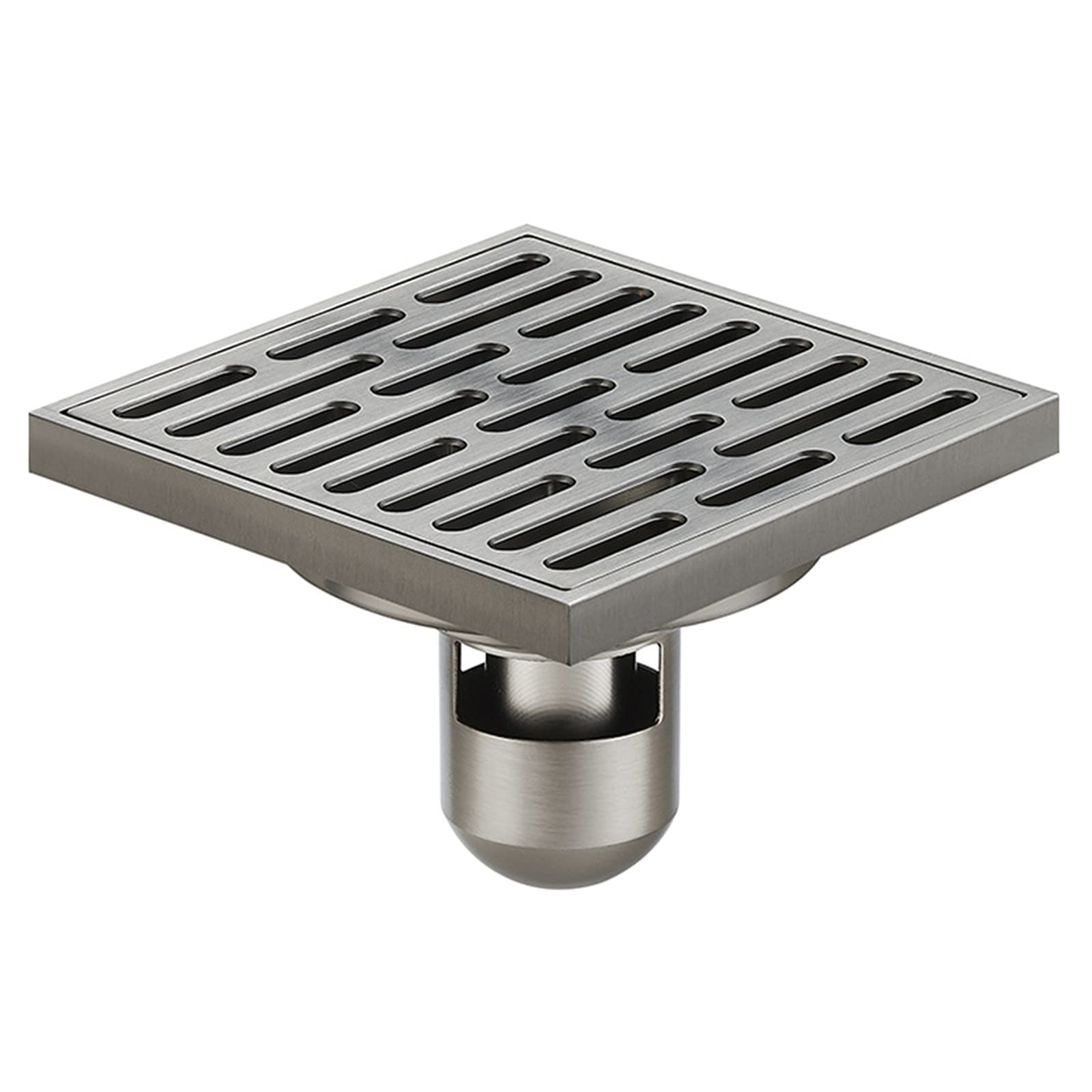 Scarico Doccia Quadrato, Scarico A Pavimento Doccia Con Inserto in Piastrelle Griglia Coperchio Rimovibile Scarico Doccia in Ottone Antiodore Antico, Filtro Per Capelli,Brushed