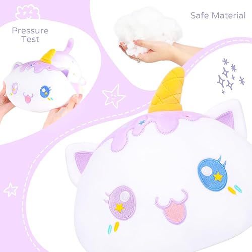 Miniatura 3 de AIXINI Bonita almohada de felpa de gato de 13.7 pulgadas, animal de peluche suave de gatito con cono de helado, regalo para niños