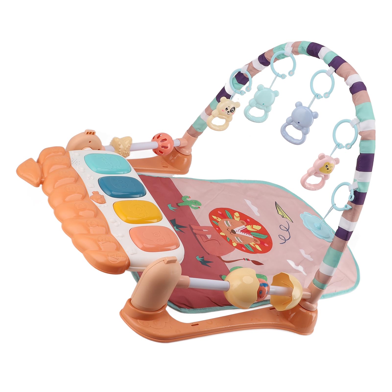 RiToEasysports Alfombra de Juegos para bebé, Pedal Musical para bebé, Actividad Musical, Piano, Gimnasio, Estera Acolchada para el Tiempo Boca Abajo con Vallas Protectoras (PINK)