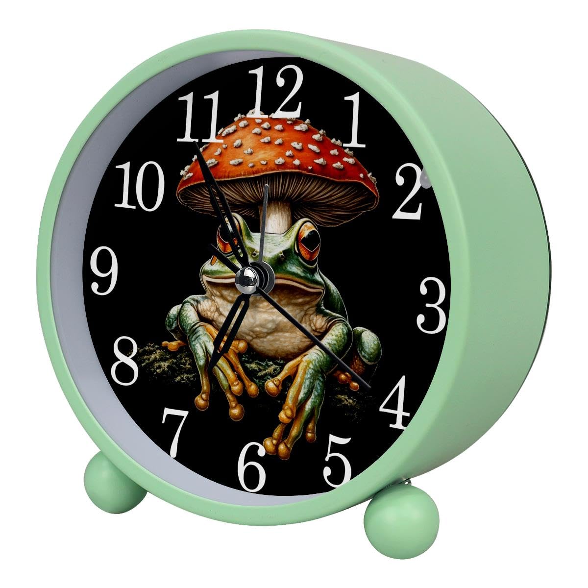 Luoweisi Alarm Clock Mushroom Frog, Silent Non-Ticking with Night Light