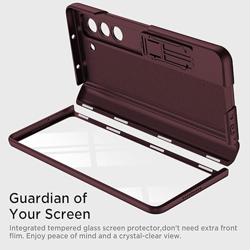 Miniatura 4 de Miimall Funda compatible con Samsung Galaxy Z Fold 5 2023, protector de pantalla transparente integrado, soporte ajustable, anticaídas de grado