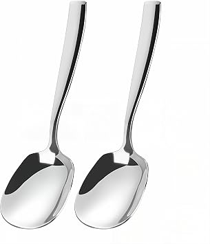 Large Buffet Serving Spoons,Heavy Duty 9.5X2.8 inches 316L Stainless Steel Serving Spoons Pack of 2,Silver