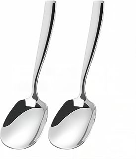 Large Buffet Serving Spoons,9.5X2.8 inches 316L Stainless Steel Serving Spoons Pack of 2,Silver