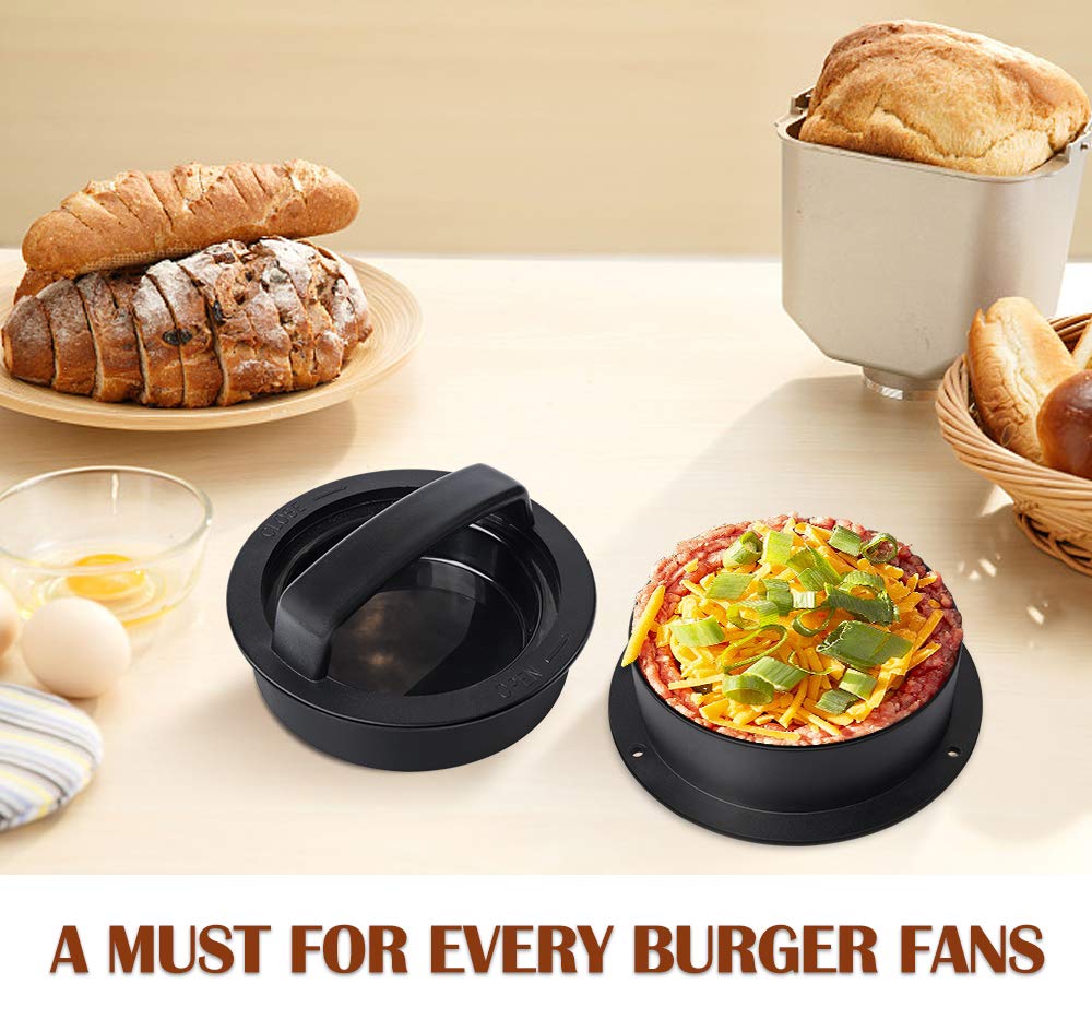 JUANSHI Presse à Hamburger Anti-Adhésive 12cm Avec 100 Papiers - Accessoire Barbecue