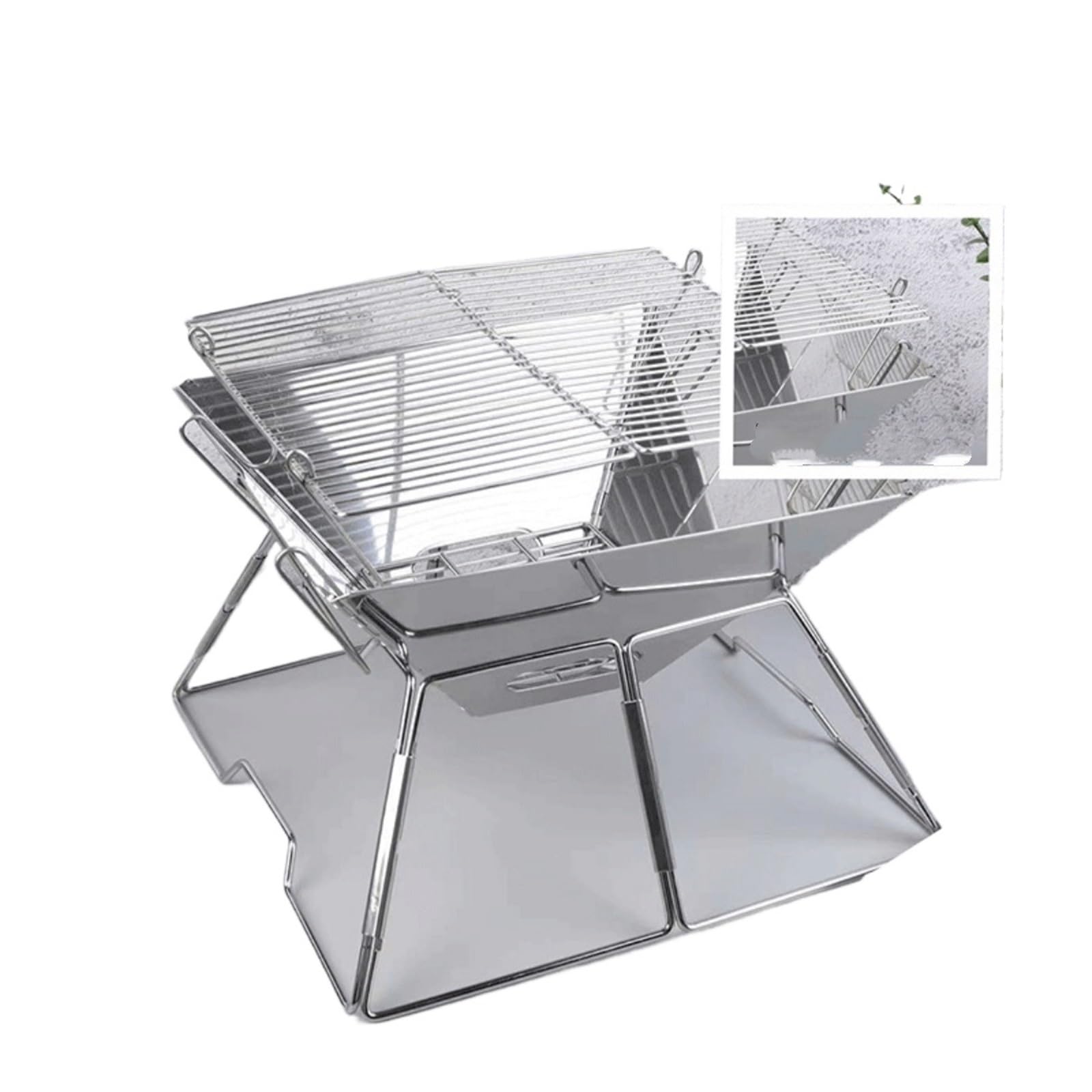 Barbecue Grill Camping Fire Pit Campfire Grill BBQ Stove Outdoor Wood Burner Portable for Backpacking(31X31X23cm)