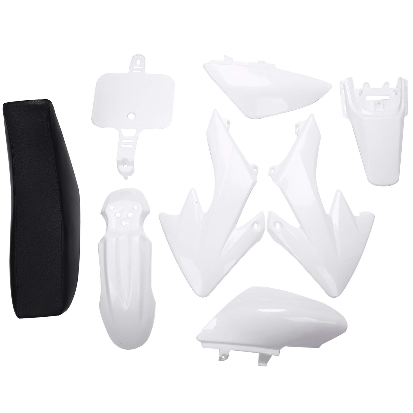 Set di parafanghi per moto e fuoristrada, 8 pezzi, 50 cc, 110 cc, 125 cc, 140 cc, in plastica, 4 tempi, Crf50, per moto e fuoristrada, bianco