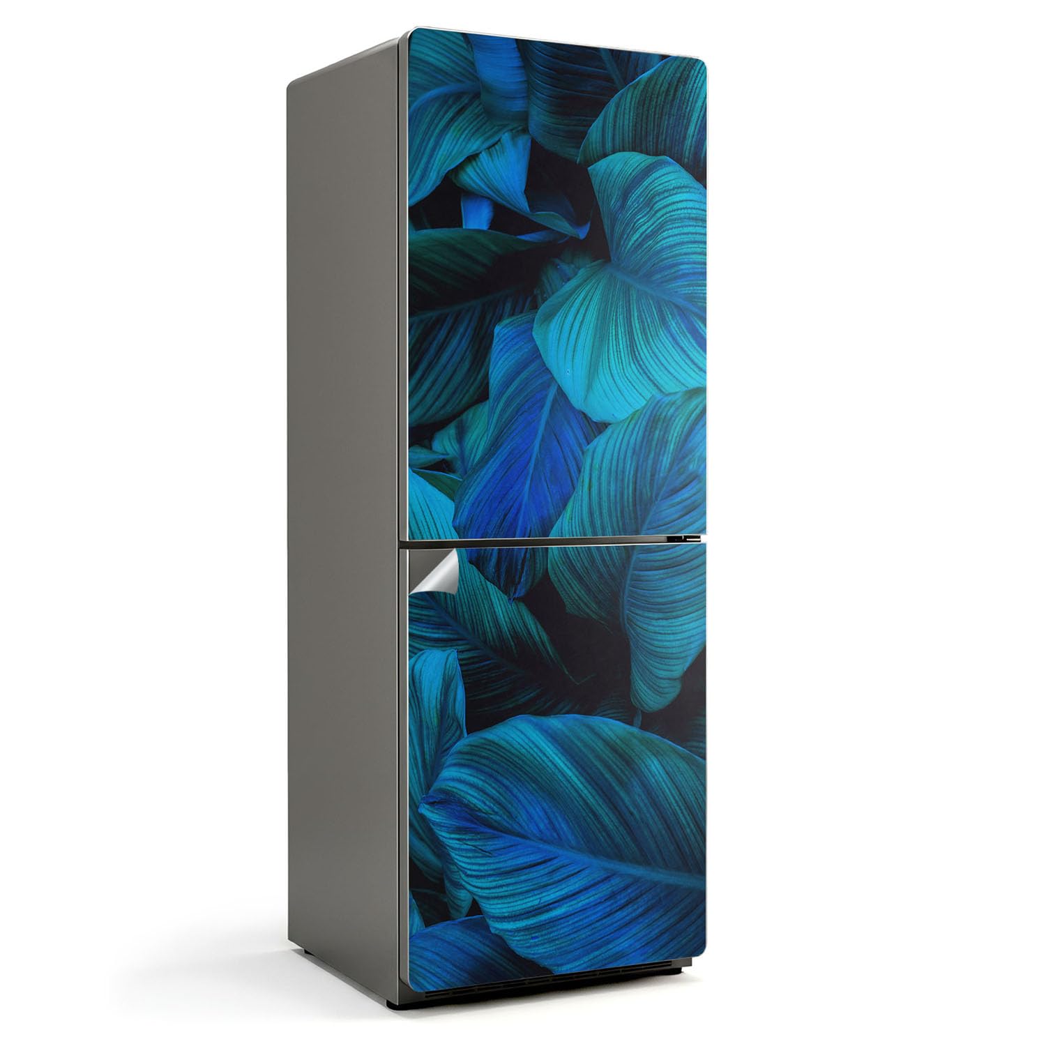 Vinilo adhesivo premium diseño hojas azules pegatinas de nevera 70x190