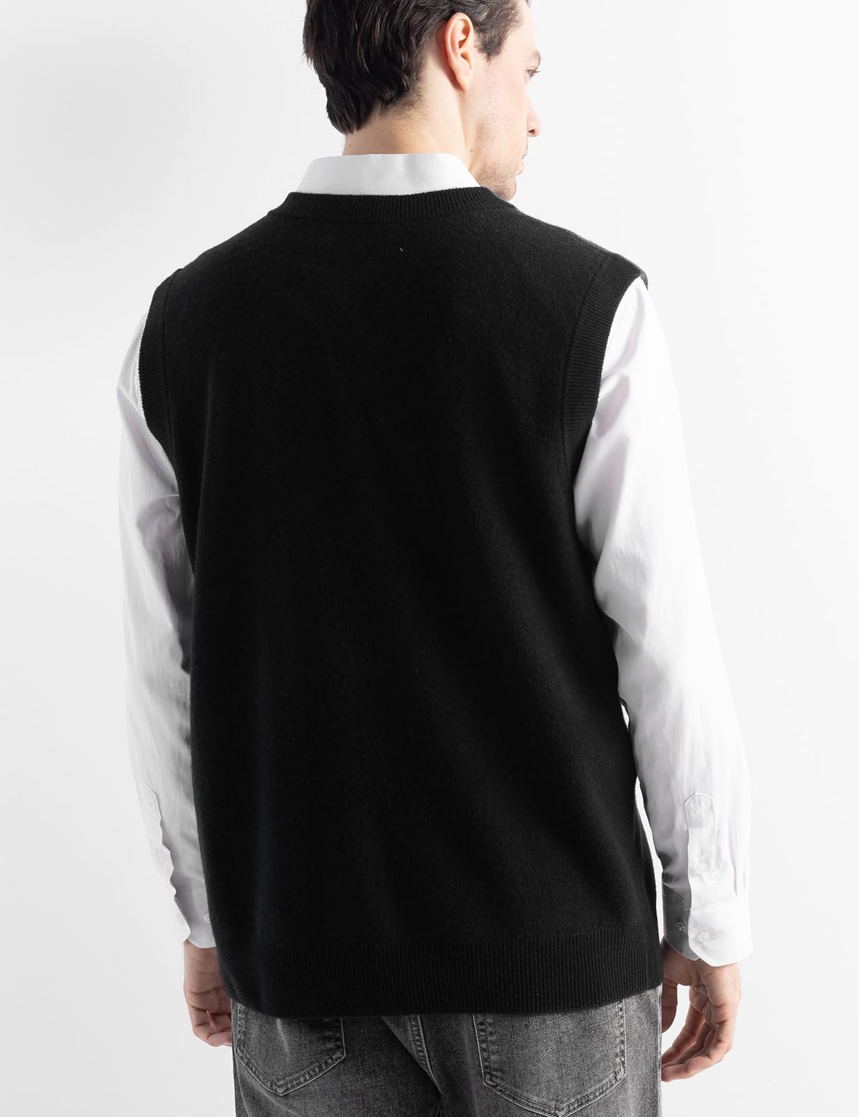 Chanyarn Gilet da Uomo 100% Lana Merino 2024 Autunno Inverno Scollo a V Morbido Senza Maniche Lavorato a Maglia Pullover