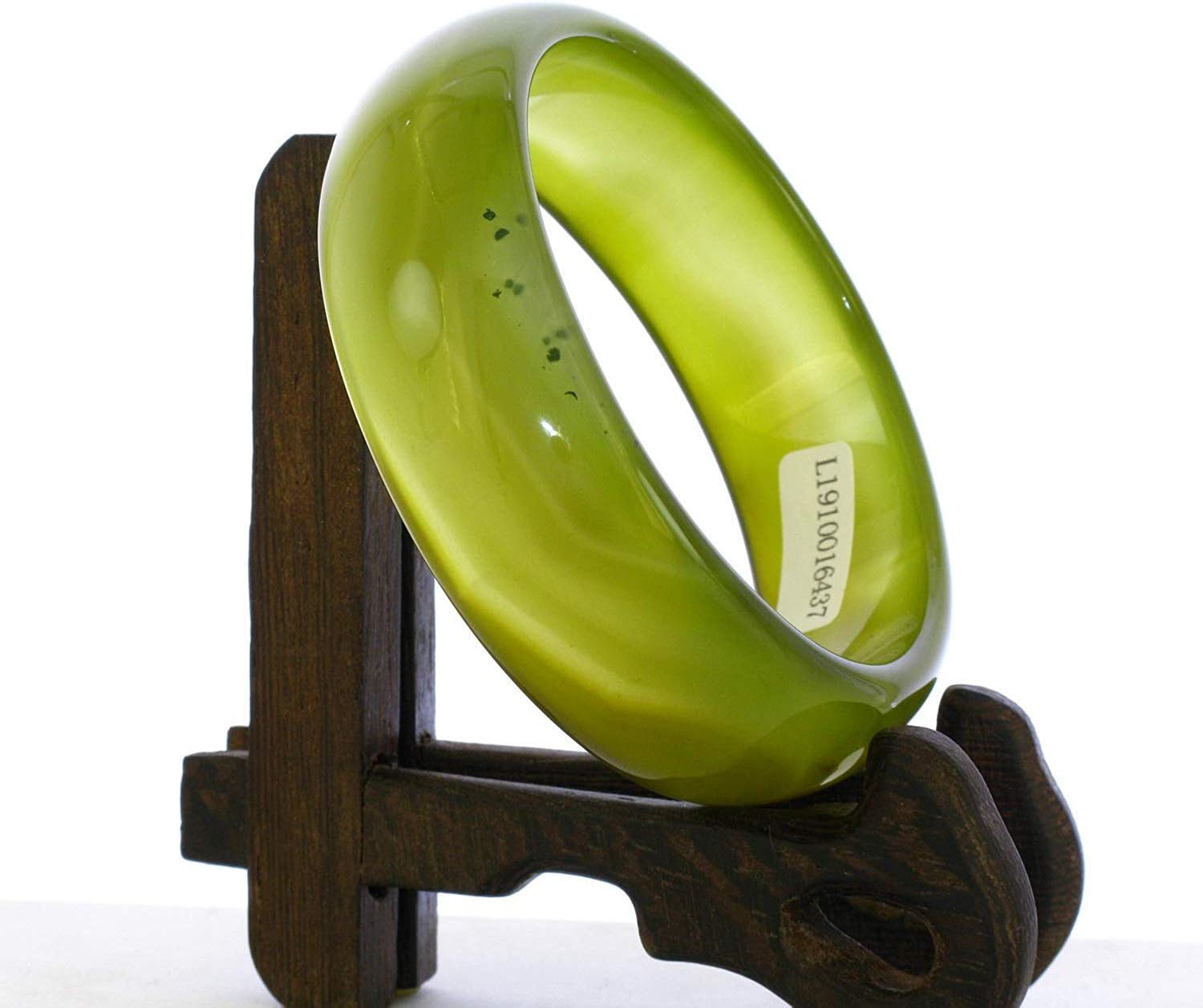 2.4" China Certified Nature Green Chalcedony Jade Women's Bangle Bracelets 6437