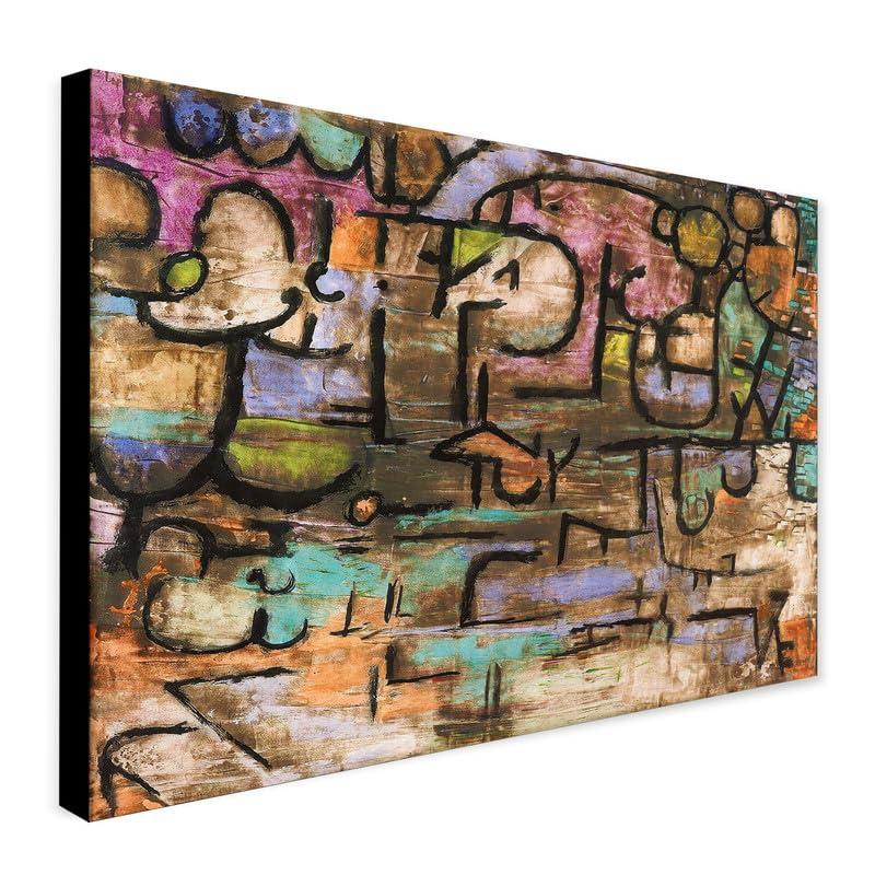After The Flood - Abstract Wall Art by Paul Klee - Wrapped Framed Canvas Wall Art (A4 [12 x 8 inch / 30 x 20 cm])