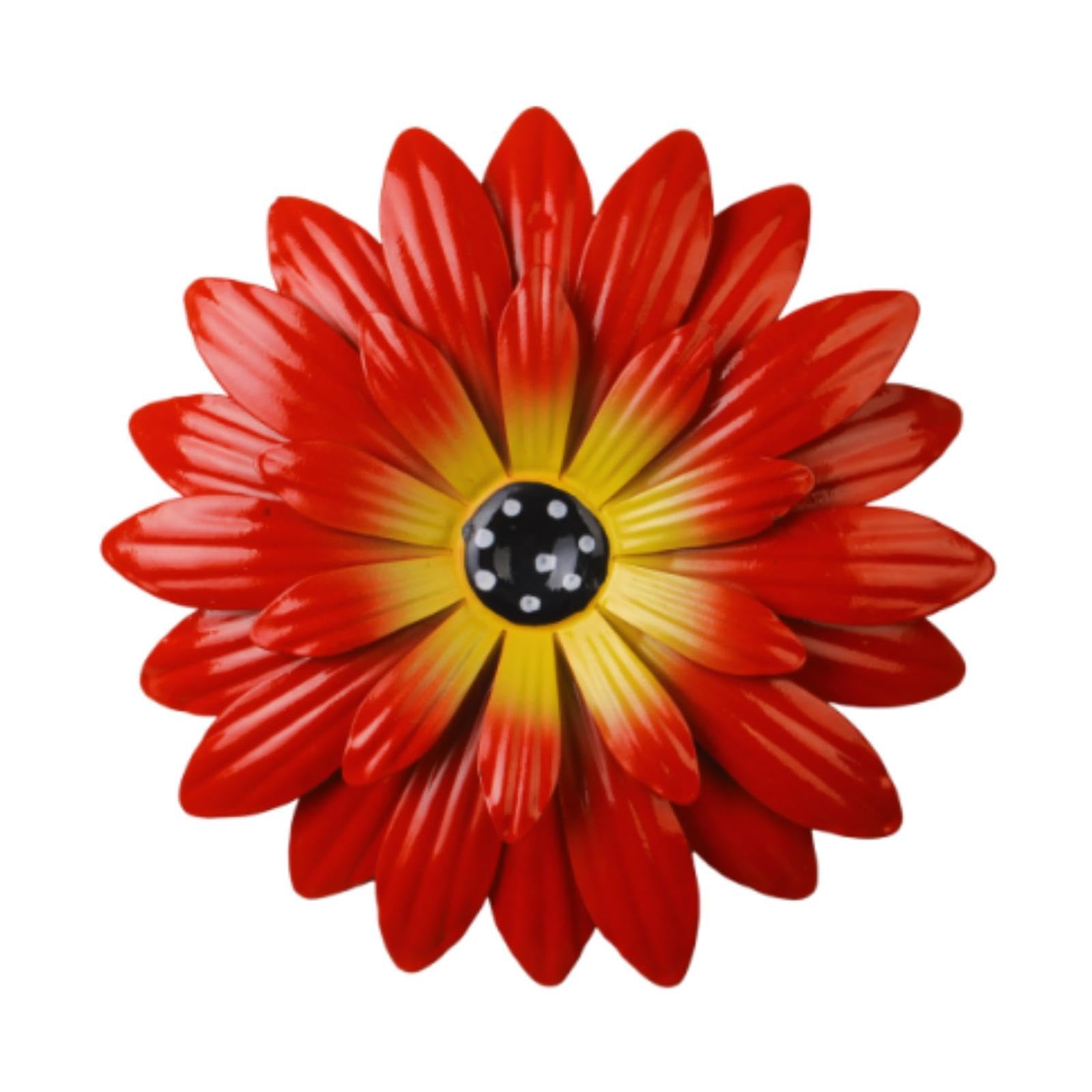 LOVIVER Metal Flower Wall Decor Ornament Iron 20 cm Diameter 3D Sturdy Floral Wall Art for Outdoor Indoor Balcony Garden Porch Fence, Red