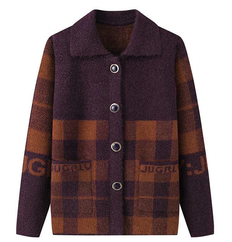 Chaqueta de punto mujer mayor abrigo sin botones frío primavera 7