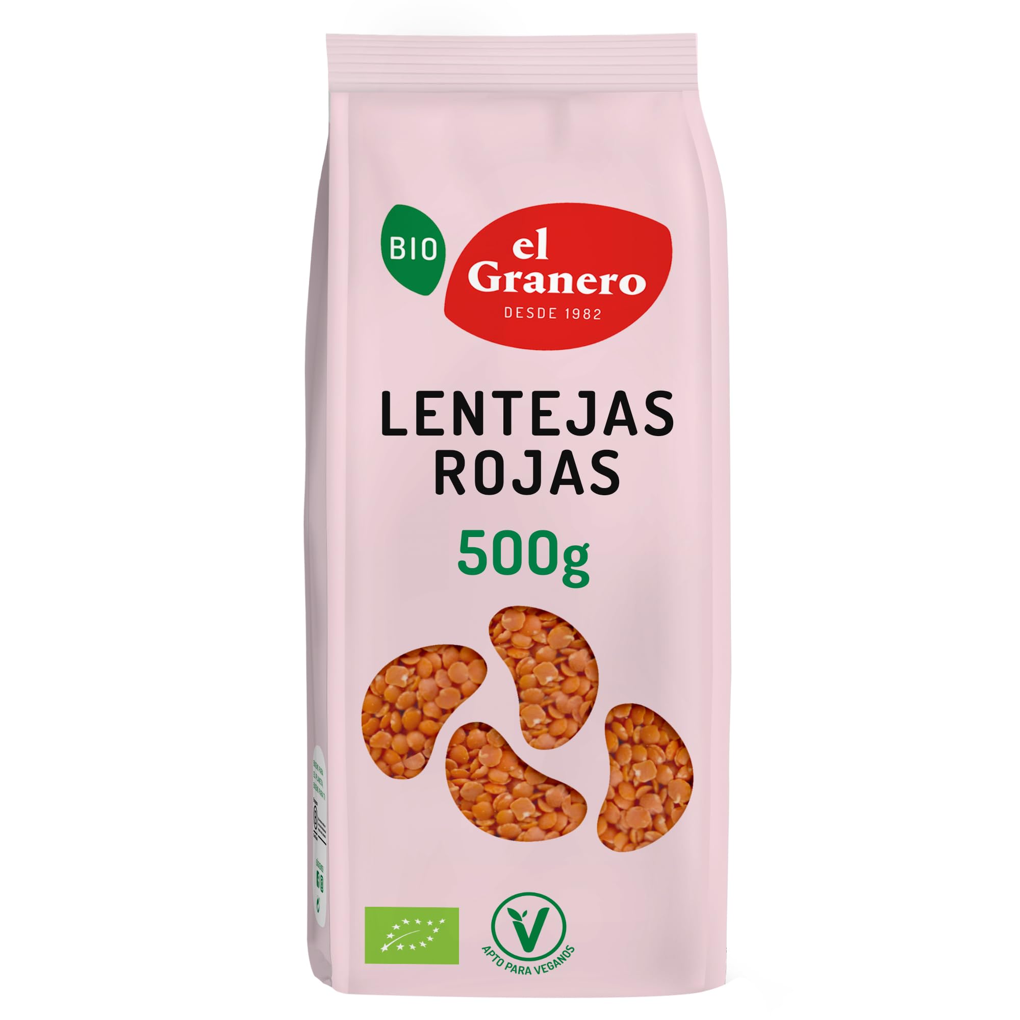 El Granero Integral - Lentejas Rojas Ecológicas Bio 500 g - Legumbres Ecológicas Ricas en Proteína Vegetal y Fibra - Fácil Cocción - Fuente de Energía Natural - Aptas para Veganos