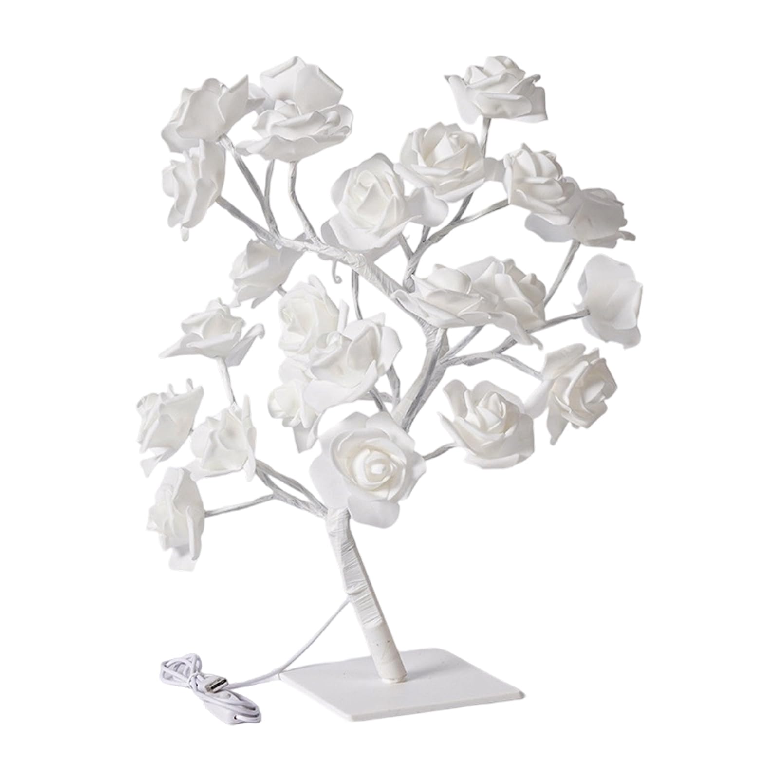 Jazuaiao Artificial Flower Tree Light LED Rose Night Lamp with Detachable Base for Nightstand Shelf Decor Tabletop Display Flower Tree Lamp Nightstand Floral Light Soft Glow Room Accent