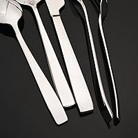 Vista 4 de JASHII Juego de cubiertos de acero inoxidable plateado de 20 piezas con mango cuadrado, cubiertos duraderos, pulido con espejo, servicio para 4