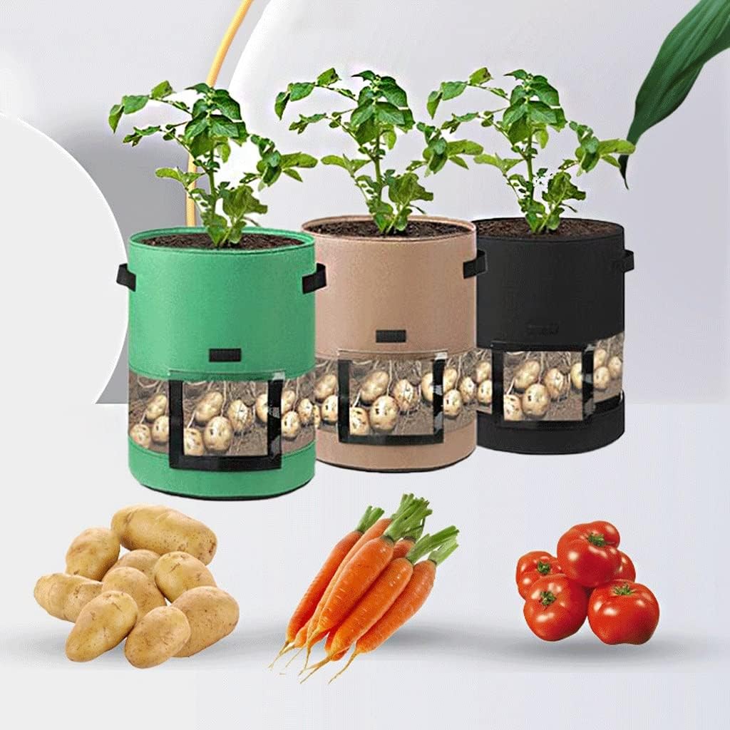 Aeration Fabric Pots Non-Woven Grow Bag Transparent Visual Seedling Bag with Handle Suitable for Vegetable Flower Planting Tree Plant Grow Bag Grow Bags (Color : Black, Size : 30 * 35cm)