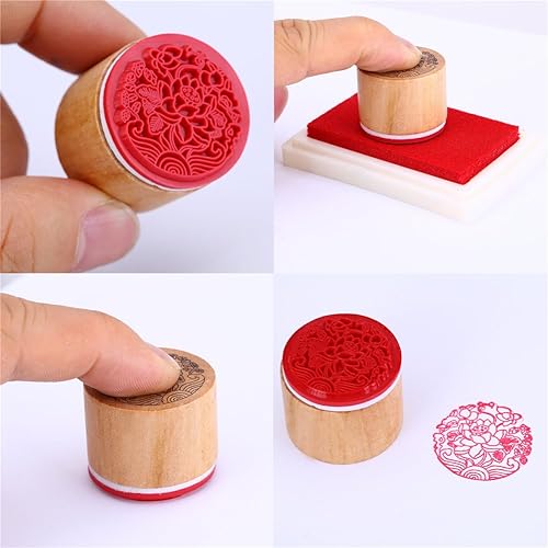 Miniatura 5 de CCINEE - 6 sellos redondos de goma con patrón floral para tarjetas de álbumes de recortes de Navidad y manualidades