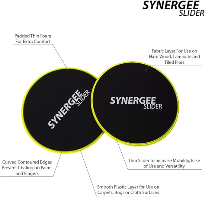 These core sliders are perfect for performing exercises that target the abdominal muscles, such as mountain climbers, plank variations, and leg curls. By incorporating Synergee Core Sliders into your routine, you can increase the intensity of your workouts and improve your overall core strength and stability. The compact size and lightweight nature of these sliders make them convenient for home use or taking with you to the gym for a challenging workout session.