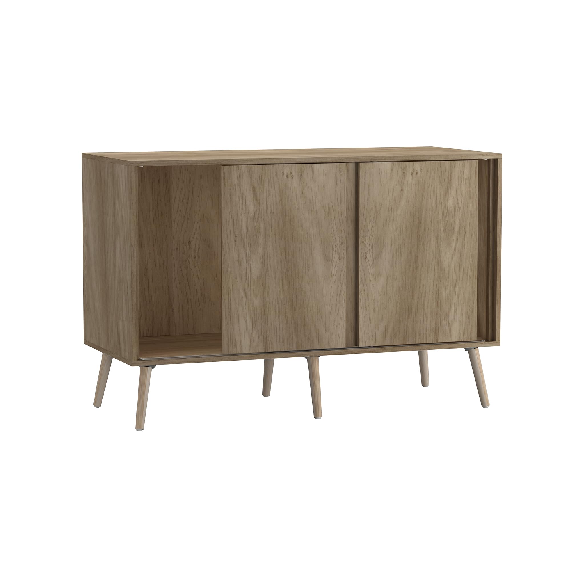 URBNLIVING 3-Door Sliding Sideboard Cabinet with Wooden Legs, Modern Cupboard, Credenza for Living Room, Dining Room or Office, Storage Organizer with Stylish Sliding Doors, Mix & Match Colour Combos