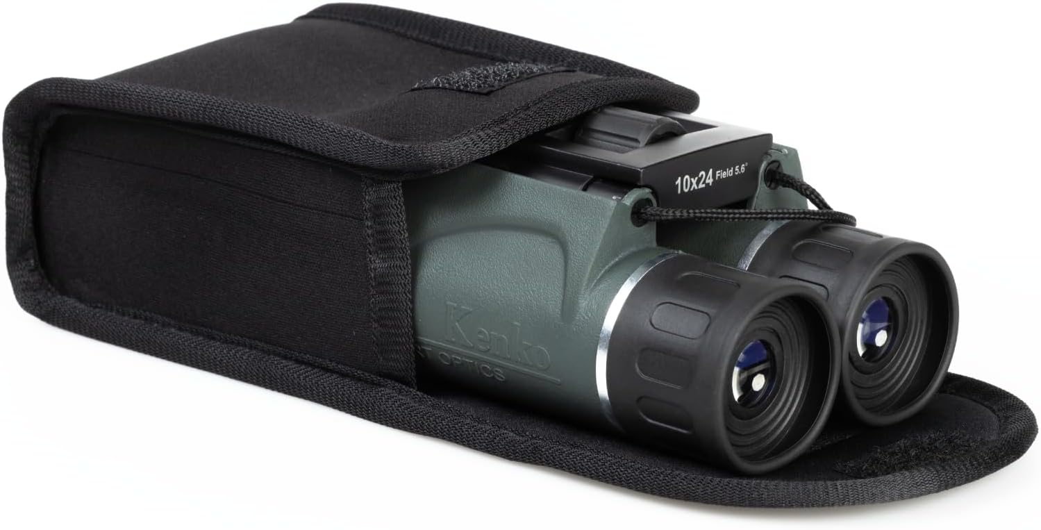 Kenko SG-H 10x24 Binoculars stored in their soft case