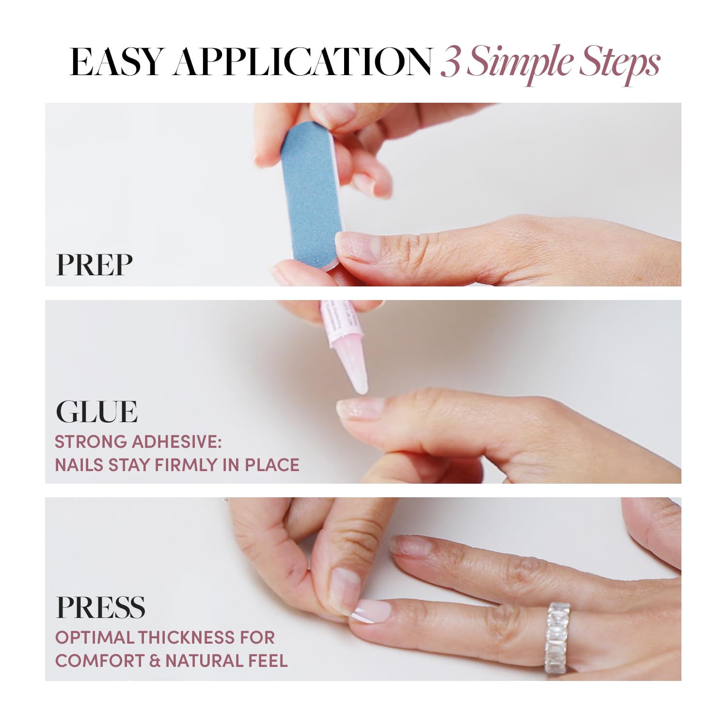 Valentines Day Glamnetic Press on Nails, unghie finte a mandorle corte su base bianca lattea con rose 3D in finitura lucida, qualità salone, 15 misure - 30 pezzi con colla