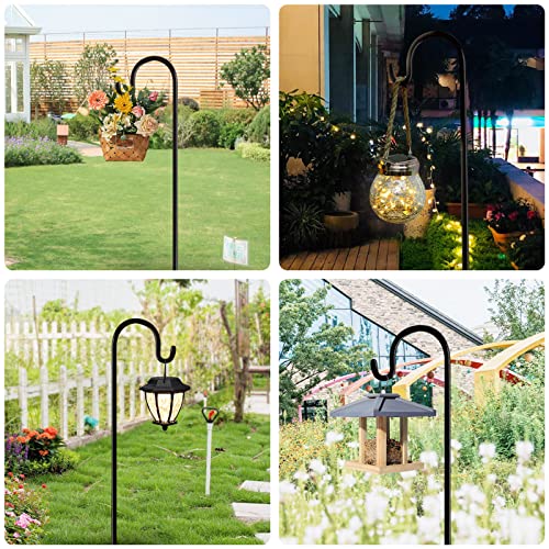 Rexwnadu Shepherd Hooks Outdoor 48 Inches for Lanterns Heavy Duty Shepherd Stand Plant Hanger Yard Hooks for Solar Lights,Bird Feeder,Wedding,Mason Jar,Planter Pot,Adjustable Height by Rexwnadu - Image 5