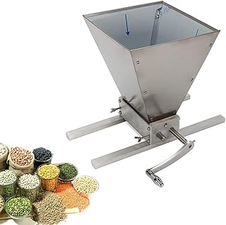 Grain Mill Malt Mill Scrap Mill Adjustable Hobby Brewer Grain Crusher Malt Grain Mill Kit Stainless Steel Malt Mill Grain Mill House Brew Mill Barley Crusher with 2 Wheels Hand Crank 4 L