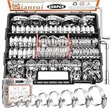 Dianrui 200 PCS Hose Clamp Assortment 1/4