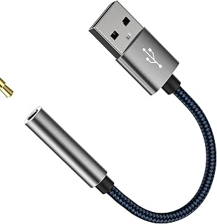 USB公头 to 3.5毫米音频线插孔适配器 支持apple iPhone 耳机AUX转换 PC USB-A端口 对应iPad 车载麦克风 DAC音乐接口 支持Samsung 安卓耳机