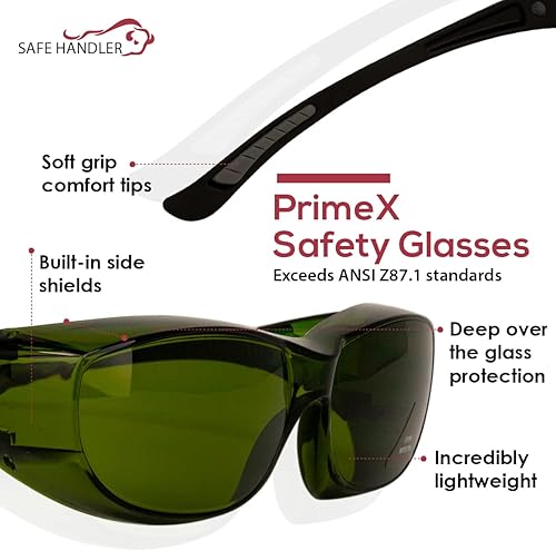 Miniatura 5 de SAFE HANDLER PrimeX Anti-Scratch Anti Fog, Frameless, Adjustable temples, Built-in Side Shields, UV Protection, ANSI Z87.1