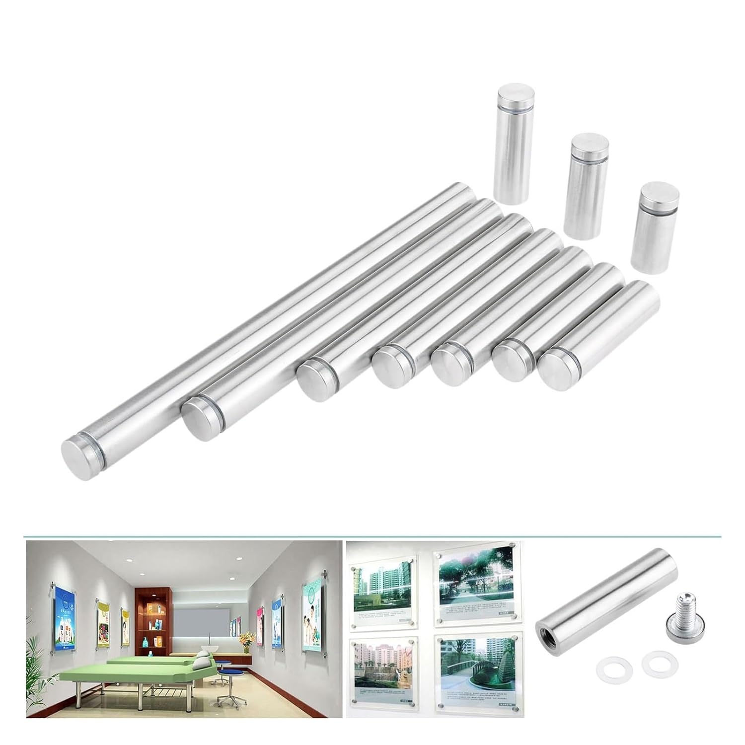 Billboard Fixing Screws,Advertising Standoff Fixings,10Pcs/lot Diameter 30mm Stainless Steel Advertising Screw, Advertising Nails for Sign Displays Clamps Fasteners(30x80mm)
