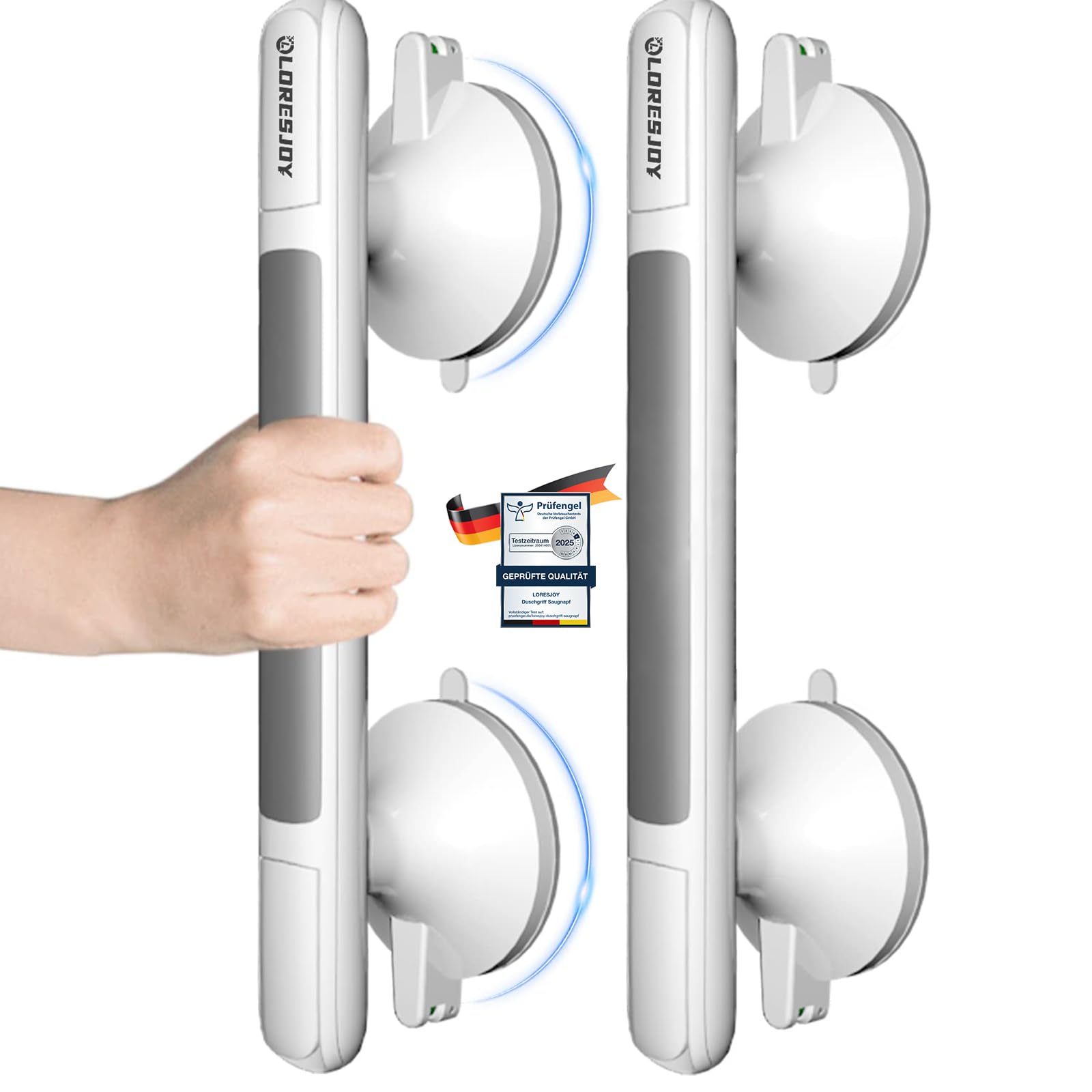 2 Stücke Haltegriff Dusche für Senioren, Haltegriffe für Bad, Haltegriff mit Saugnapf, Haltegriff Dusche Ohne Bohren, Mobiler Haltegriff für Senioren, WC Portable Haltegriff Badewannengriff