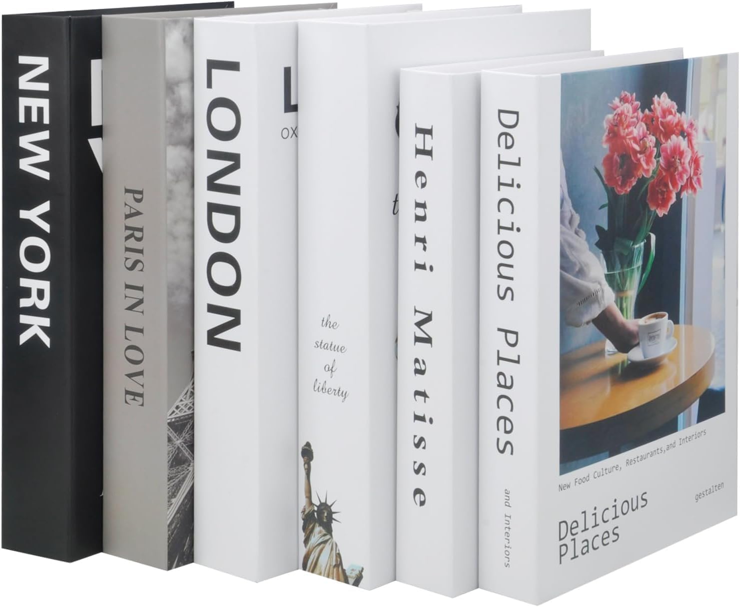 6-Piece Fashion Decorative Hardcover Display Books for Coffee Tables/Shelves, Storage Books for Home Decor