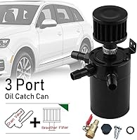 Vista 7 de Kit universal de tanque de reserva de aceite para coche de 150ml, compacto deflector de 3 puertos separador de aceite 2 entradas 1 salida negro