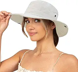 Chapéu de sol feminino de verão com proteção UV chapéu de praia de malha de aba larga chapéu de pesca com furo de rabo de cavalo chapéu dobrável embalável