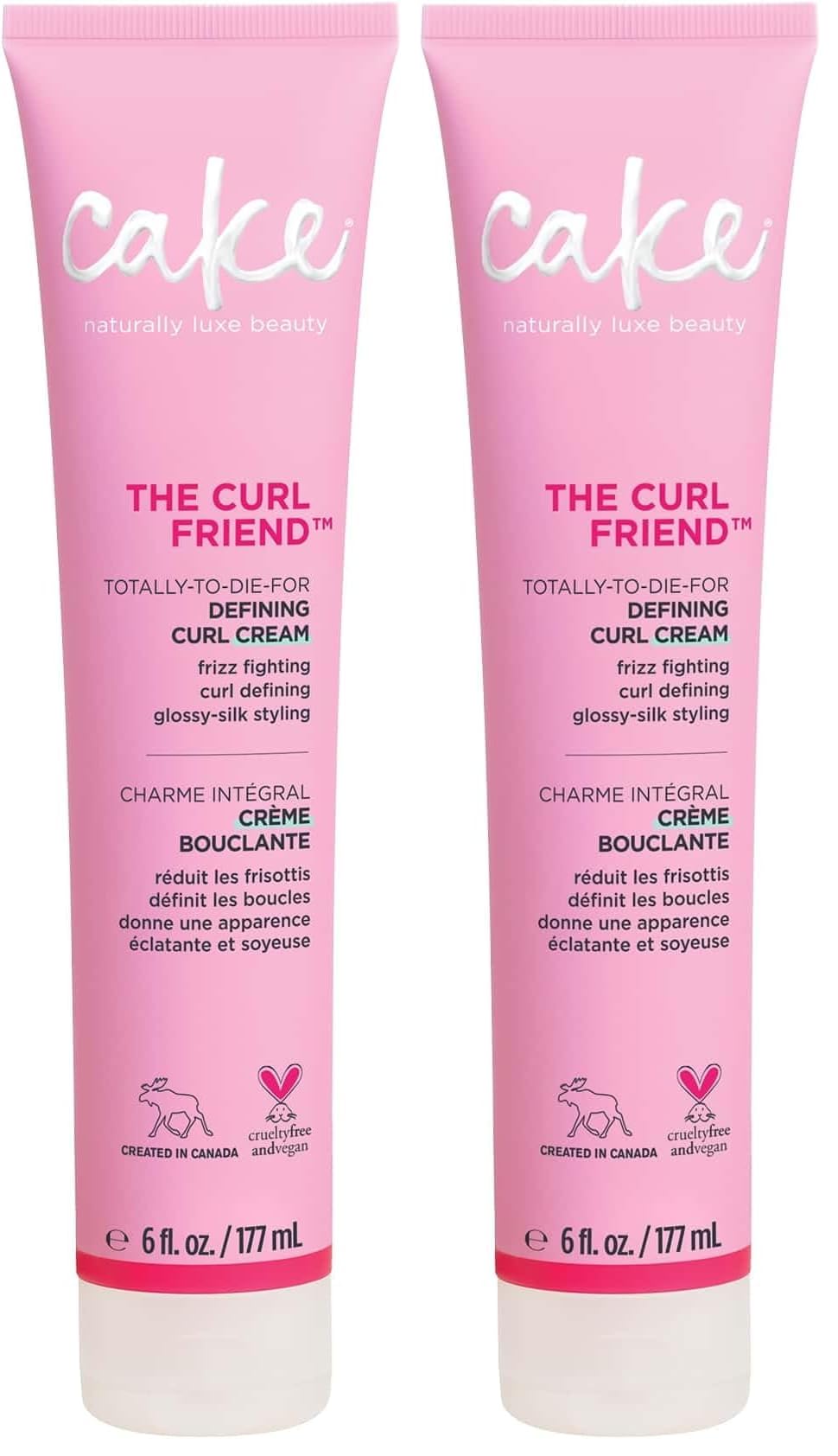 Cake Beauty Curl Friend Defining Curl Cream - Bounce Curly Hair Styling Product & Anti Frizz Control Heat Protectant for Hair Detangler – Cruelty Free & Vegan (Pack of 2)