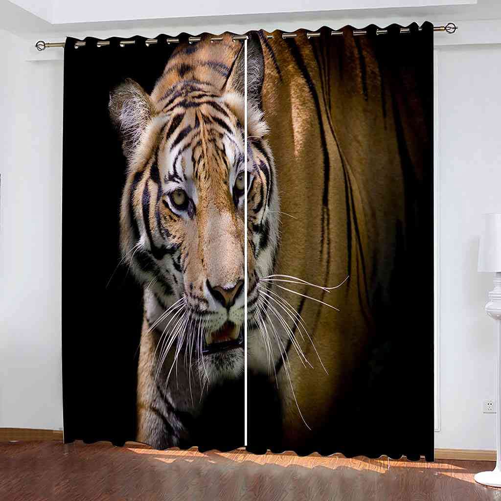 Rideau occultant anti-bruit et froid 200x160 chambre enfant tigre