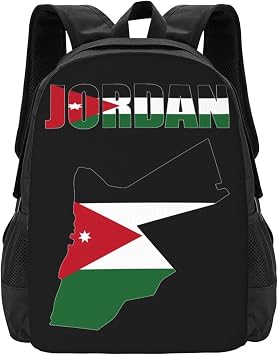 Jordan Flag Map Backpack Large Capacity Leisure Travel Backpack Outgoing Daypack 12.5X5.5X16.5 inch