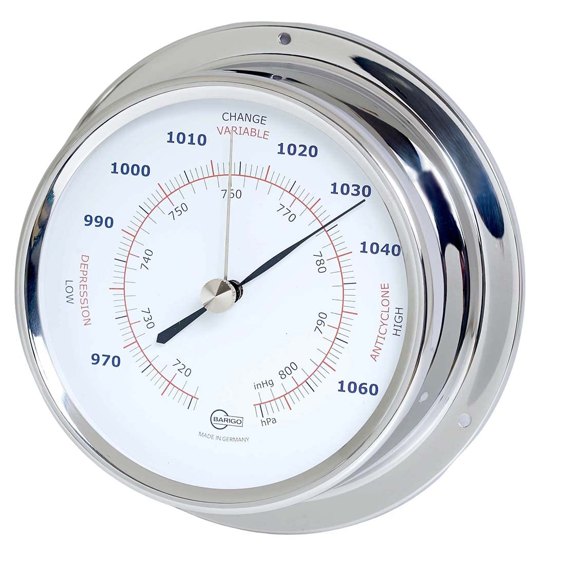 Barigo Barometro Regatta acciaio inossidabile, argento, L x A 120 mm x 40 mm, 184rfpo